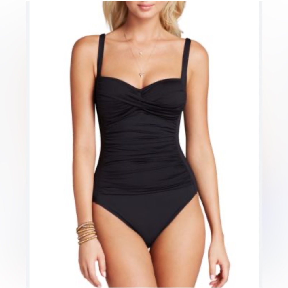 Chic Black Ruched Swimsuit
